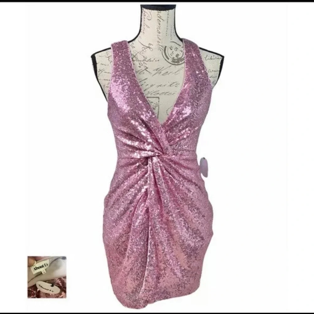 ABOUT US REVOLVE NWT Pink Violet Sequin Becky Dress - Picture 7 of 12